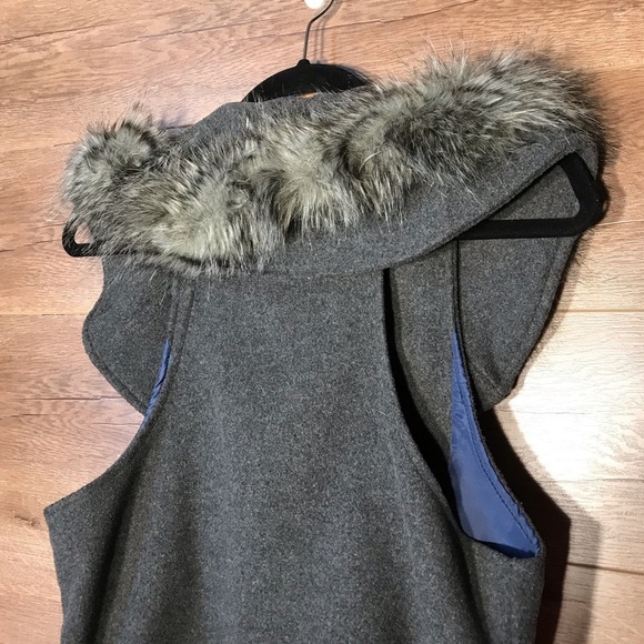 Faux Fur Collar Belted Sleeveless Gilet Vest Boho - Picture 4 of 13